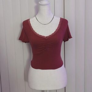 Hollister Burgundy ribbed top